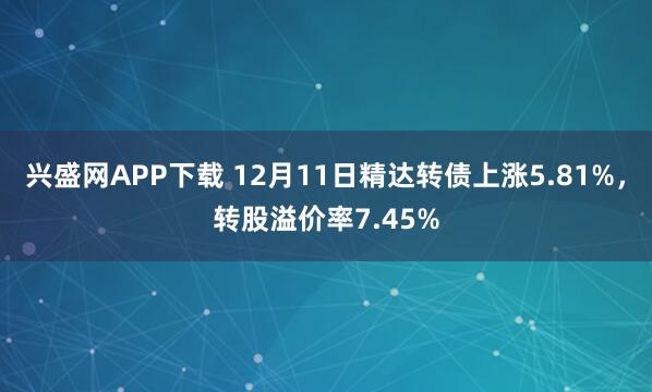 兴盛网APP下载 12月11日精达转债上涨5.81%,转股溢价率7.45%